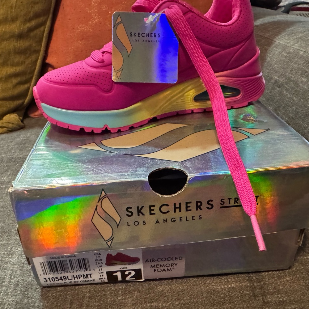 Girls Hot Pink Skechers-size 12